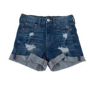 Aeropostale High Rise Curvy Midi 3” Distressed Jean Shorts Size 2 Women’s